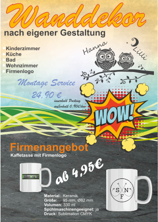 Flyer Wanddekor Tasse